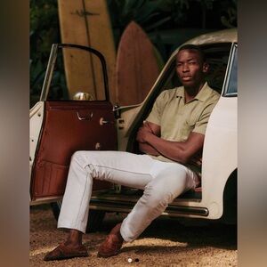 Buck Mason Italian Slub Linen Short Sleeve Pull Placket Polo